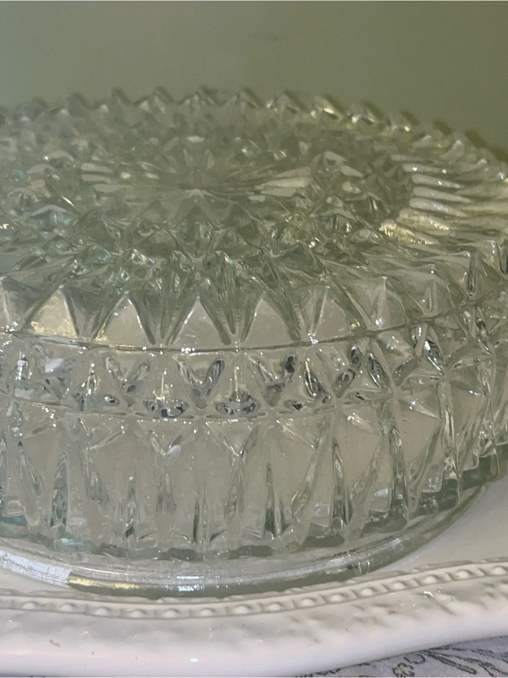 Vintage clear pressed glass flush mount ceiling light fixture dome